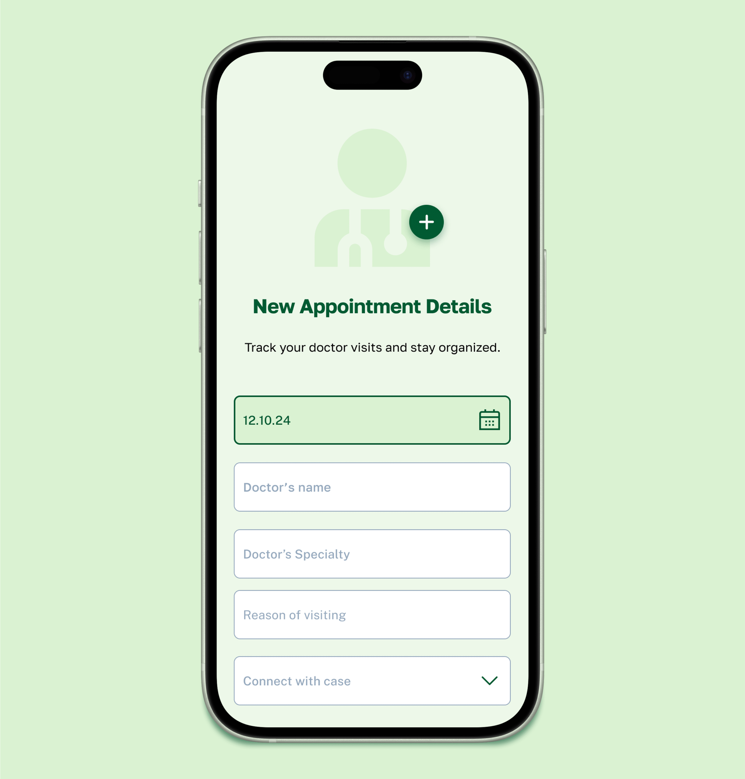 mhealth adding record screen adding a record for mHealth mobile app