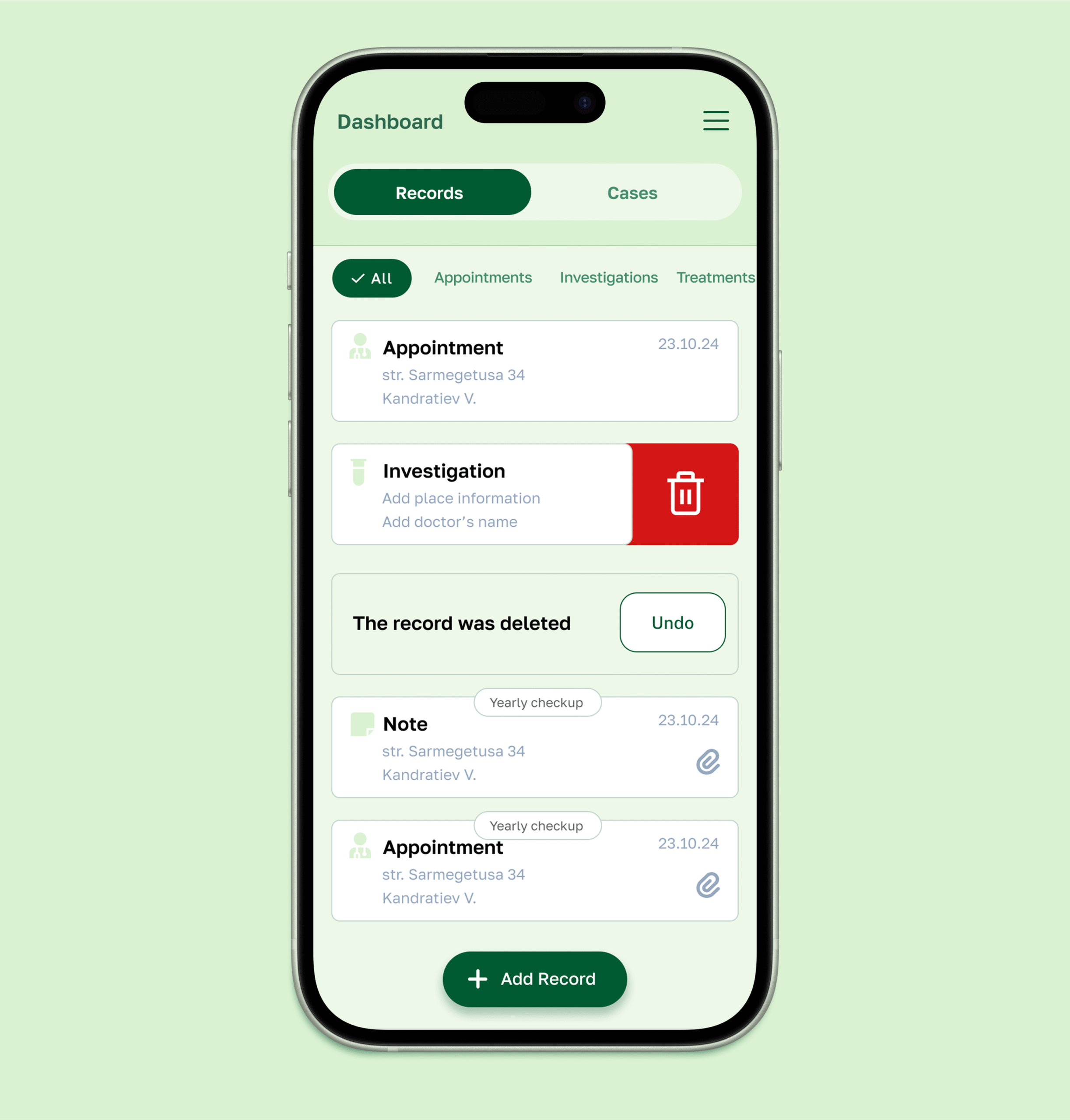 dashboard for mHealth app dashboard for healthcare mobile app
